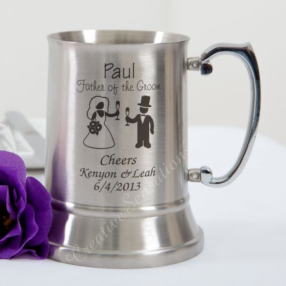Engraved Glassware Engraved Stainless Wedding Tankard Beer Mug gift