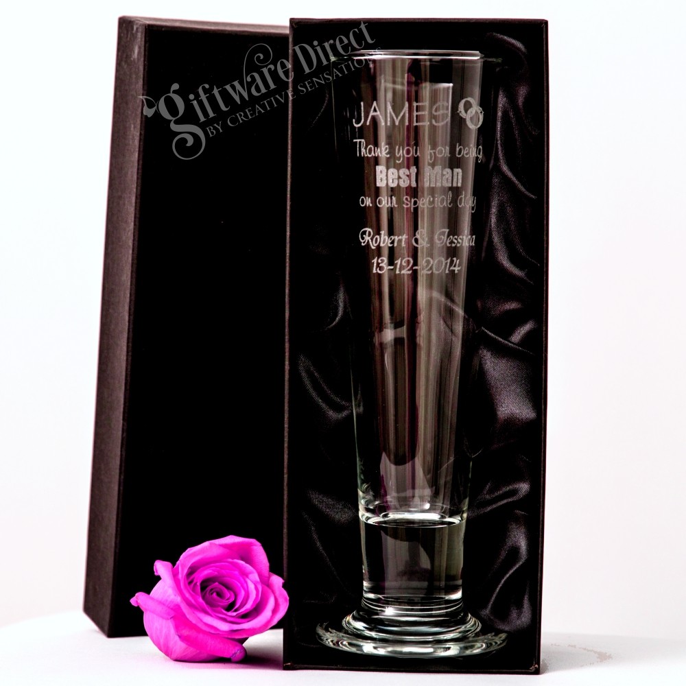 Engraved Glassware Tall 420ml Pilsner Footed Beer Glass Engraved modern