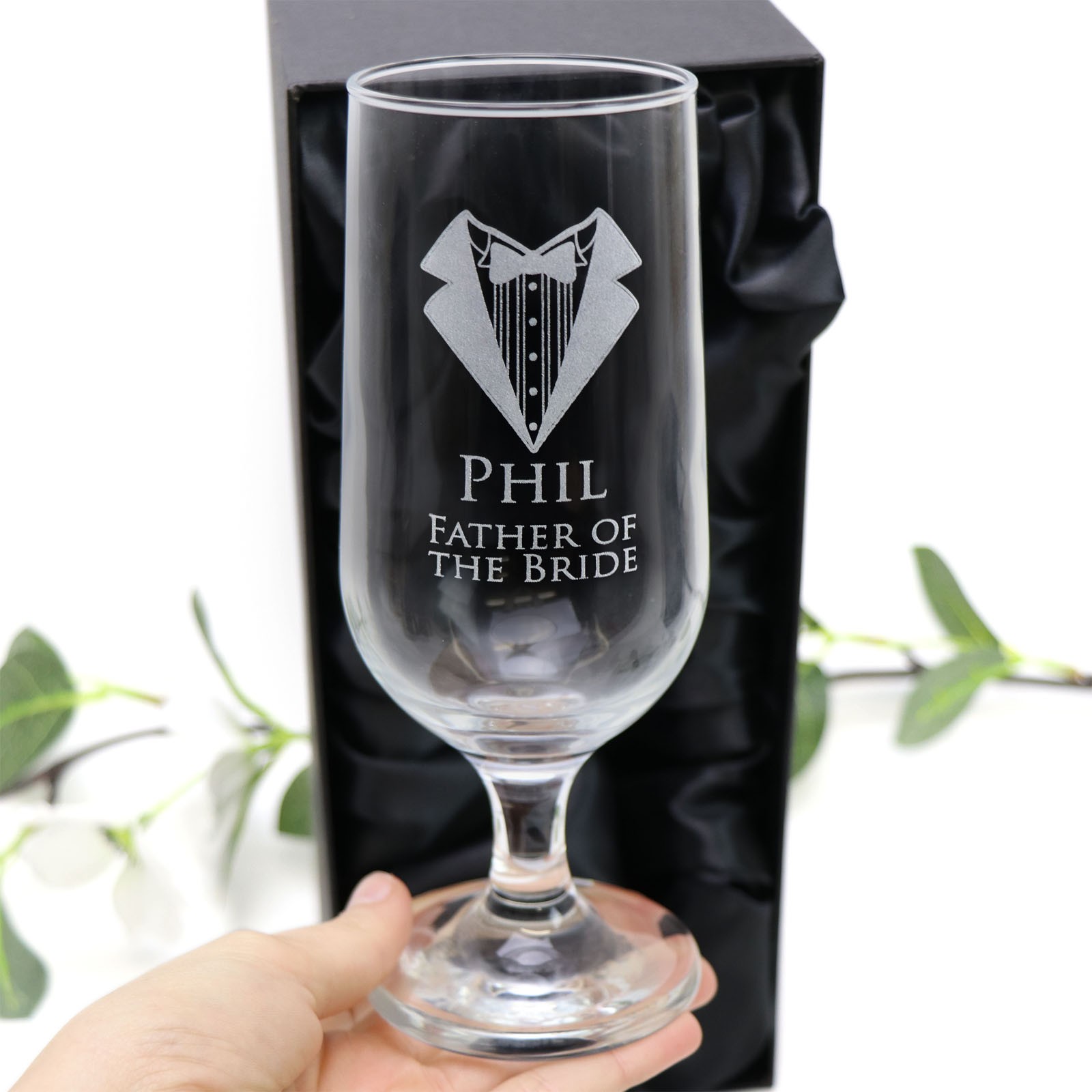 Engraved Glassware Engraved 345ml Wedding Beer Goblet Footed Glass footed