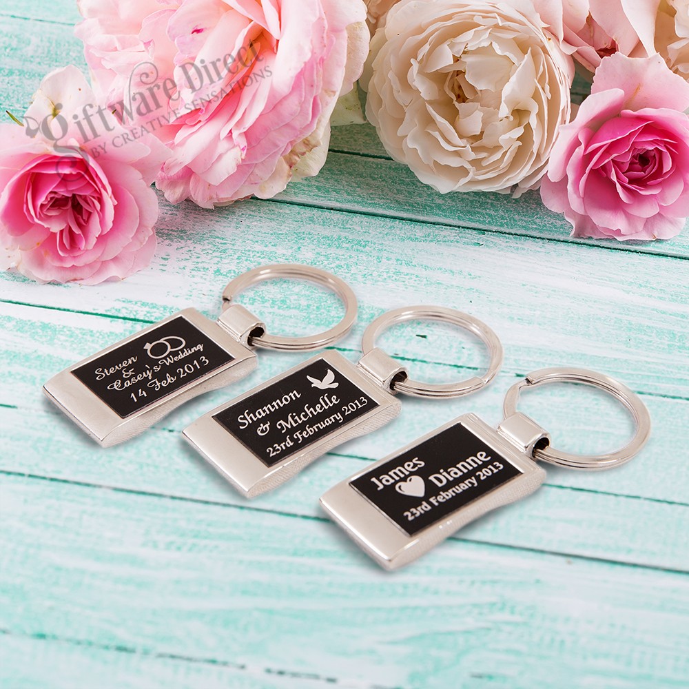 Proof Product 5D Engraved Gift Boxed Chrome Keyring Wedding Favour keychain