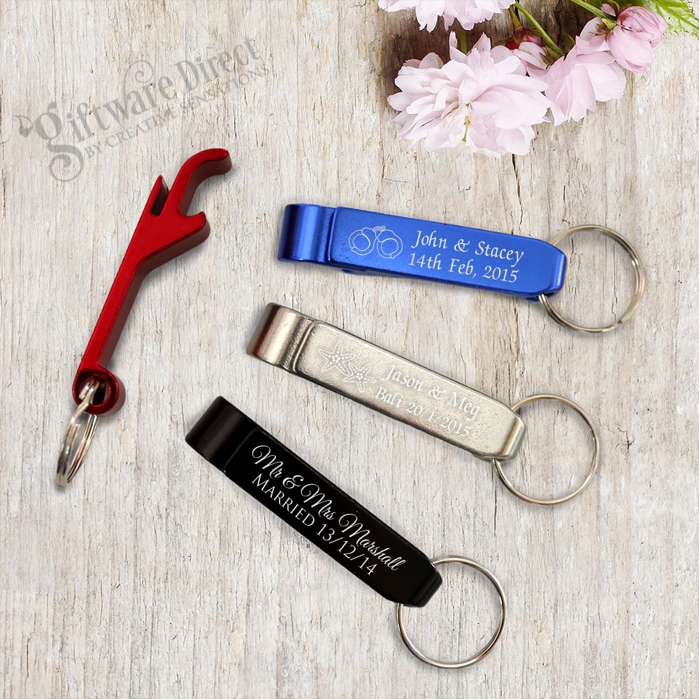 Proof Product 5D Engraved Metal Bottle Opener Keyring Wedding Favour Personalised alluminium