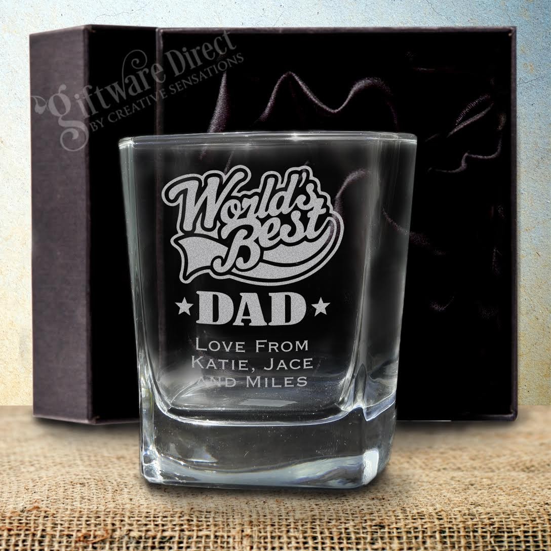 The Drinky Dad Fathers Day Engraved Quartet Scotch Whiskey Glass fathers day