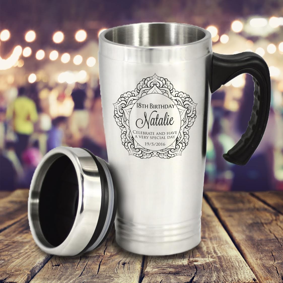 Personalised Gifts Personalised Stainless Steel Birthday Travel Mug tea