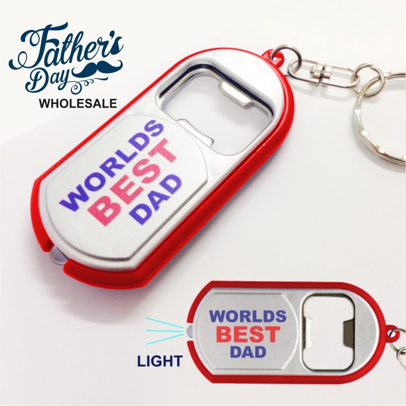 Stock Products 1D LED Light Keychain Bottle Opener Worlds Best Dad Fathers Day birthday