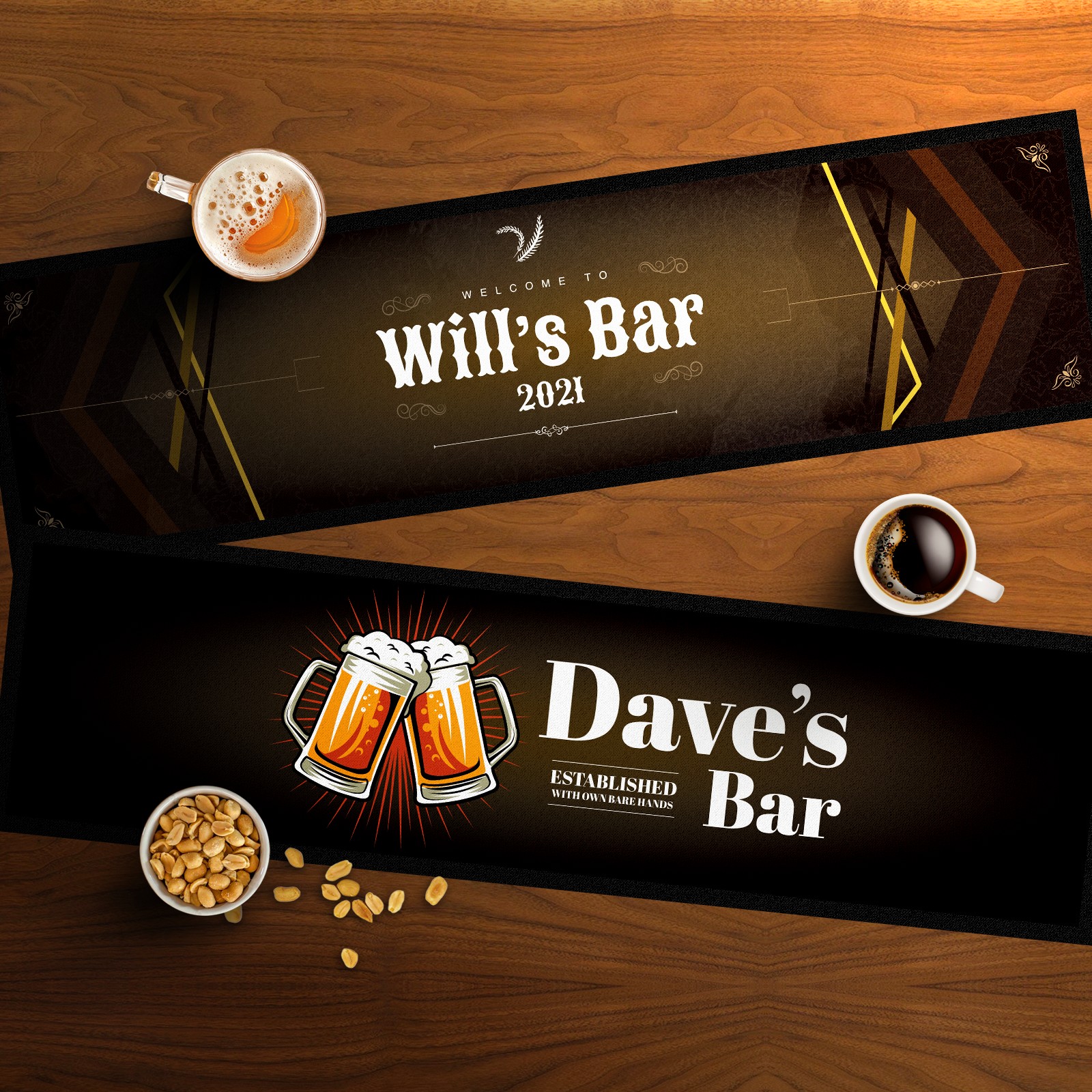 Barware Personalised Bar Runner Large Counter Mat Barware Variety of Designs bar